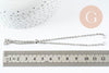 Base de bracelet réglable chaine forçat acier inoxydable platine finition zircon 2mm/ 26.6cm, x1 (G10230)