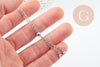 Base de bracelet réglable chaine forçat acier inoxydable platine finition zircon 2mm/ 26.6cm, x1 (G10230)