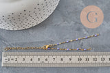 Base de bracelet réglable chaine résine violette acier 304 inoxydable doré 14.3cm, x1 (G11364)-Bracelets-Gingerlily Perles