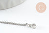 Base de bracelet réglable chaine rollo acier inoxydable platine finition zircon 1.2mm/ 26.6cm, x1 (G9493)