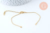Base de bracelet réglable maille boule acier 304 inoxydable doré 15.8cm, x1 (G5966)
