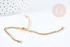 Base de bracelet réglable maille gourmette acier doré 304 inoxydable 15.5cm, x1 (G8624)
