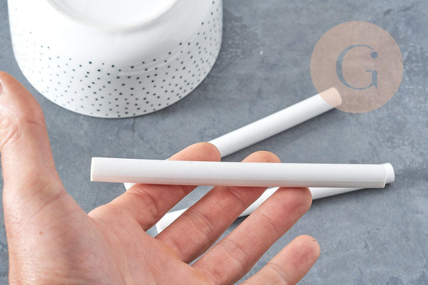 Baton de cire à cacheter blanc 135mm, fourniture pour création de sceaux personnalisés invitations de mariage DIY, x1 (G8918)