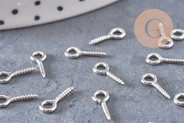 Bélière acier 304 inoxydable platine 10mm, x20 (G10797)