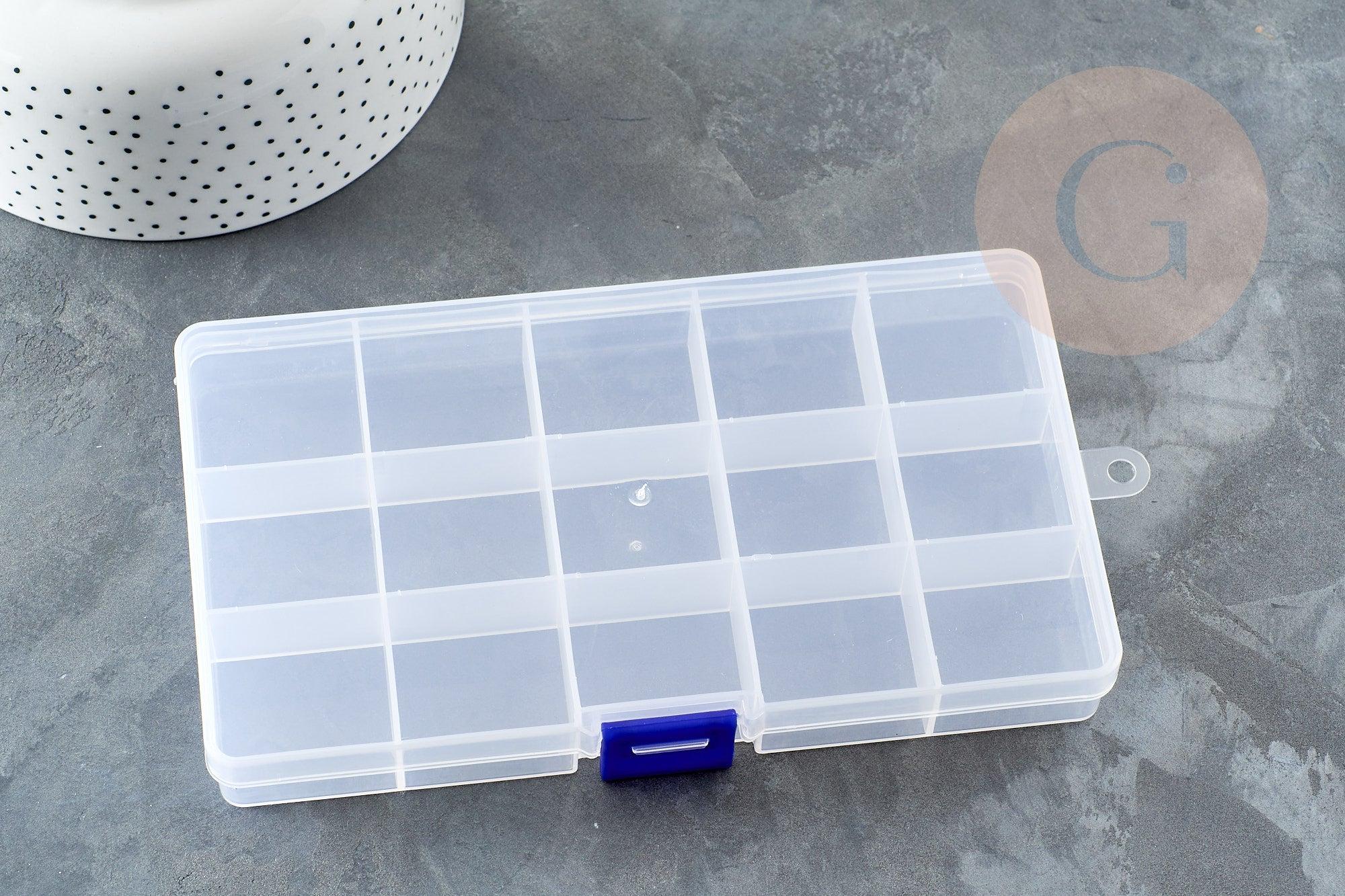 Boite rangement perles en plastique rectangulaire 17cm, x1 (G1350)