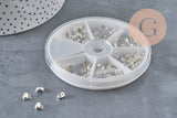 Cajas de 120 colgantes y fornituras de acero inoxidable 304 plateado, x1 (G11238)