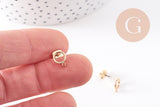 Boucles cercle avec anneau doré laiton 18k tige argent 935 14mm, la paire (G1893)