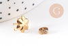 Boucles clous-puces oreille fleur acier 304 inoxydable dore 1 anneau 13.5mm, la paire (G10509)