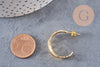 Boucles créoles feuille laiton doré 18k 24mm, la paire (G0916)
