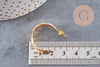 Boucles créoles feuille laiton doré 18k 24mm, la paire (G0916)