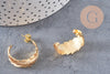 Boucles créoles feuille laiton doré 18k 24mm, la paire (G0916)