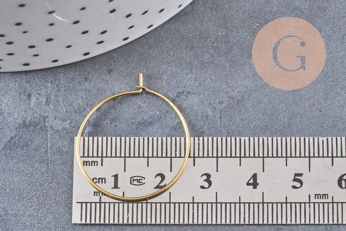 Boucles créoles laiton brut 25mm, x10 (G1906)