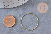 Boucles créoles laiton brut 30mm, x 10/20/50/100 (G1603)