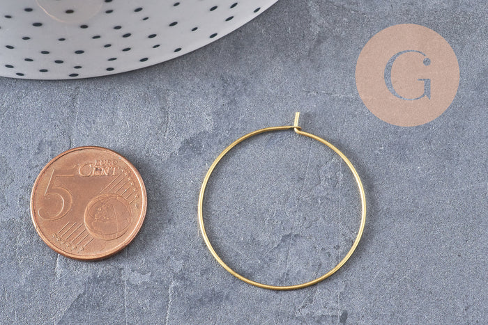 Boucles créoles laiton brut 30mm, x 10/20/50/100 (G1603)