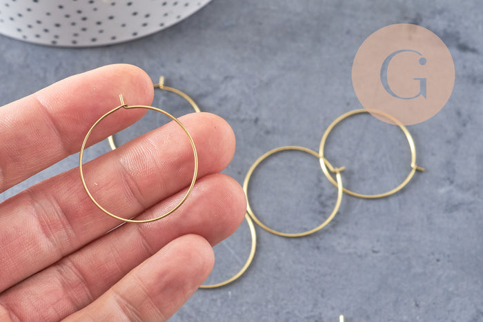 Boucles créoles laiton brut 30mm, x 10/20/50/100 (G1603)