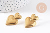 Boucles d'oreille coeur acier 304 inoxydable doré IP 18K 31mm, la paire (G10280)