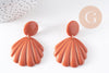 Boucles d'oreille coquillage résine colorée acier 316 inoxydable doré 59mm, la paire (G10354)