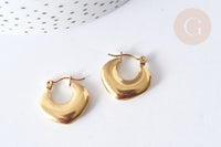 Boucles d'oreilles Créoles Losange acier 304 doré oreilles percées 19mm, la paire (G7974)