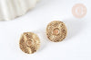 Boucles d'oreilles à clip acier 304 inoxydable doré cabochon rond 16mm, la paire (G7908)