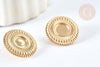 Boucles d'oreilles à clip acier 304 inoxydable doré cabochon rond 18mm, la paire (G7459)