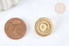 Boucles d'oreilles à clip acier 304 inoxydable doré cabochon rond 18mm, la paire (G7459)