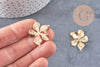 Boucles d'oreilles fleur XL laiton doré 18K 19mm, la paire, (G10757)