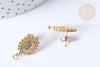 Boucles d'oreilles ovales puce acier 304 inoxydable doré cabochon 20x14mm, la paire (G7856)