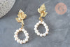 Boucles d'oreilles perles eau douce support coquillage laiton doré 45mm, la paire (G3206)