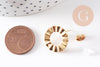 Boucles d'oreilles puce disque texturé acier 304 inoxydable doré IP 18K 18mm, la paire (G10477)