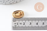 Boucles d'oreilles puce ovale acier 304 inoxydable doré 19mm, la paire (G10900)
