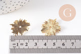 Boucles d'oreilles puce rayons de soleil texturé laiton doré 18K 22mm, la paire (G10476)