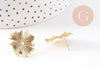 Boucles d'oreilles puce rayons de soleil texturé laiton doré 18K 22mm, la paire (G10476)
