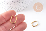 Boucles ovales créoles interchangeable acier 304 inoxydable doré IP 16.5x11mm, la paire (G10309)