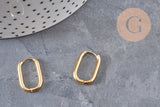 Boucles ovales créoles interchangeable acier 304 inoxydable doré IP 19mm, la paire (G11131)