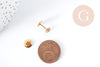 Boucles puce support cabochon rond 6mm laiton doré 16K, la paire (G8922)