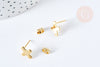 Boucles puces croix acier 201 dorées 12mm, la paire (G8477)