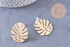 Boucles puces fer doré feuille monstera boucle 28mm, la paire (G1310)