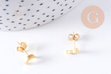 Boucles puces lune en acier doré 304 inoxydable 7x5x2mm, la paire(G2991)