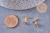 Boucles puces rectangle acier 304 inoxydable doré 6mm, la paire (G0212)