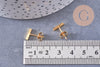 Boucles puces rectangle acier 304 inoxydable doré 6mm, la paire (G0212)