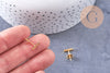 Boucles puces rectangle acier 304 inoxydable doré 6mm, la paire (G0212)