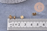 Boucles rondes puces acier 304 inoxydable doré 5mm, la paire (G0101)