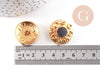 Bouton ancien rond or et émail noir baroque 23mm, x1 (G10151)