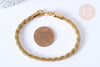 Bracelet Chaines torsadées acier 304 inoxydable doré 17.8cm, x1 (G7791)