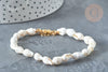 Bracelet Coquillages naturels blancs laiton doré 19.5cm x1 (G7803)