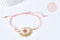 Bracelet Réglable losange mauvais œil rose or 28cm cordon nylon perles rocailles tissées , x1 (G7691)