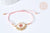 Bracelet Réglable losange mauvais œil rose or 28cm cordon nylon perles rocailles tissées , x1 (G7691)