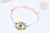 Bracelet Réglable mauvais œil multicolore 28cm cordon rose nylon perles rocailles tissées , x1 (G7689)