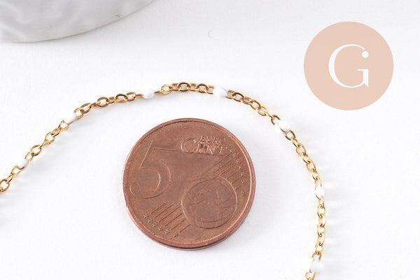 Bracelet acier 304 inoxydable doré 14k résine blanche 1.5mm-20.5cm, x1 (G10229)