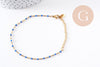 Bracelet acier 304 inoxydable doré 14k résine bleu marine 1.5mm-20.5cm, x1 (G10209)